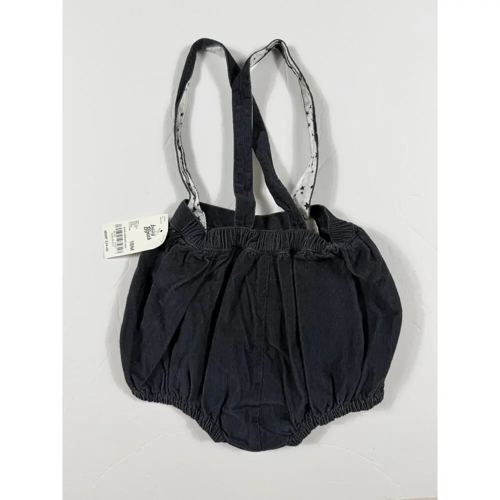 NEW OshKosh B’gosh Baby Corduroy Suspender Bubble Bloomers Gray 18 Months
